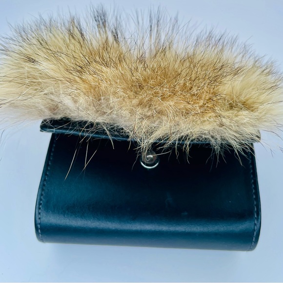 Fur Coyote Belt Purse Coin Purse Mini Wallet Leather Black Handmade USA - Picture 10 of 10